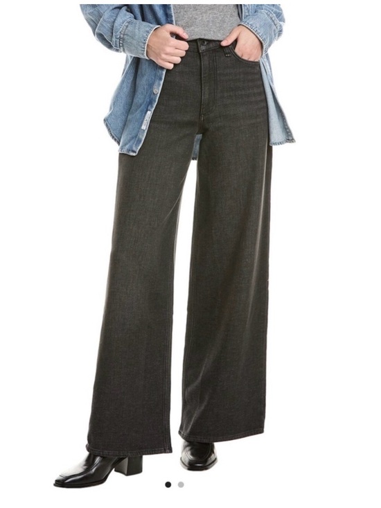 rag & bone Denim - Rag & Bone Serena Full Length Wide Leg Jeans Washed Black ULTRA STRETCH Size 30